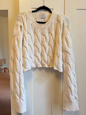 Halfboy Cream Cable Knit Cropped Sweater